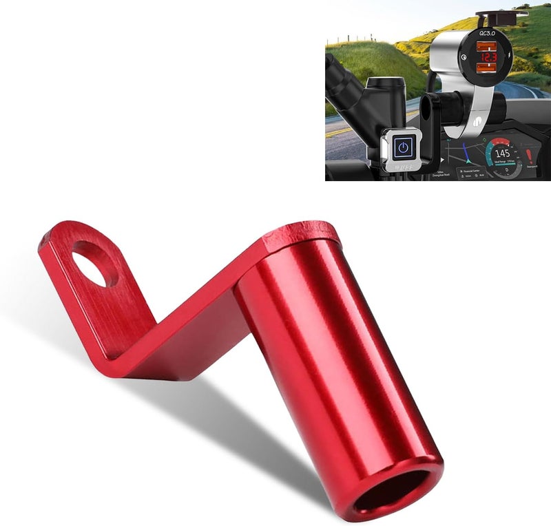 pinflaw 1 PC Motorcycle Conversion Bracket, Rearview Mirror Extension Rod Bracket, Aluminum Alloy Conversion Seat, Universal for Most Cars (Red) - Image 1